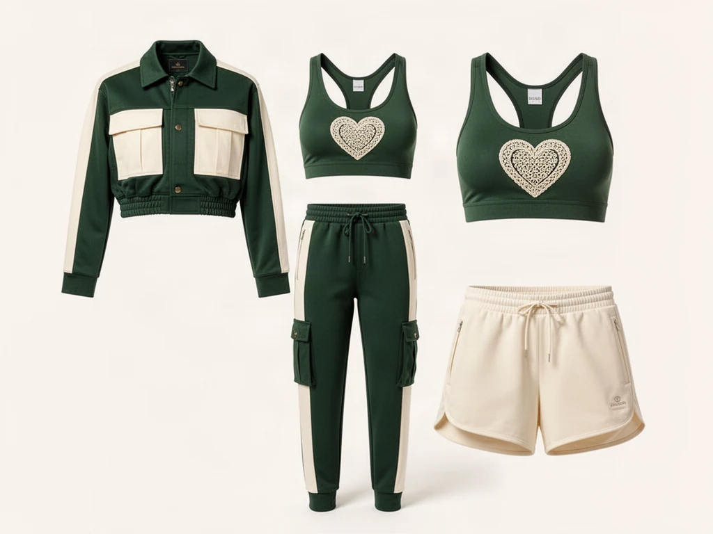 Forest Throne — Earth-toned luxury leisure combining forest green and ivory panels